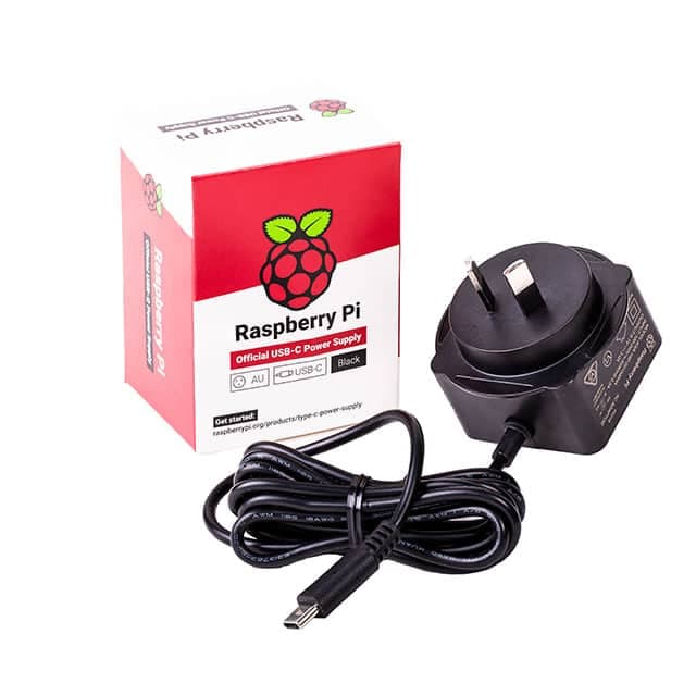 RPI USB-C POWER SUPPLY BLACK AUS representative package visual — not an exact-product photograph