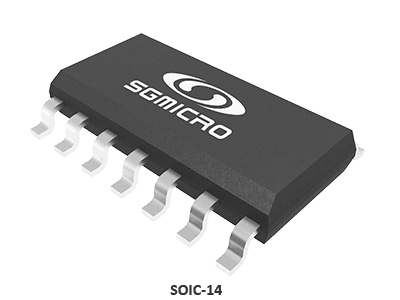 Representative SGMICRO SOIC-14 package render for SGM8544XS14/TR