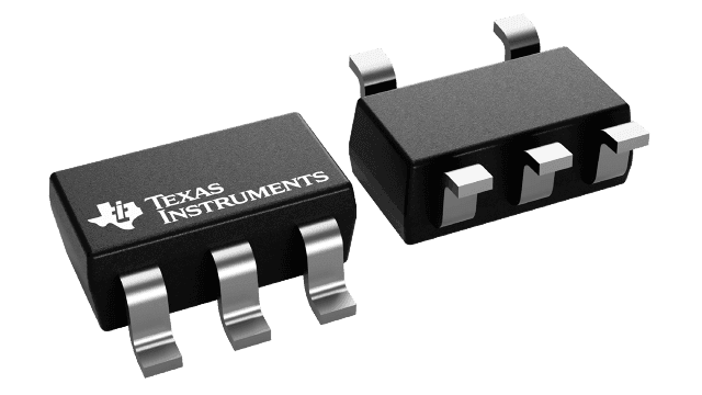 Representative TI SOT-23-5 package render for TLV9061IDBVR and LMV331IDBVR